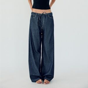 Zara Faux Denim Mid Rise Pant